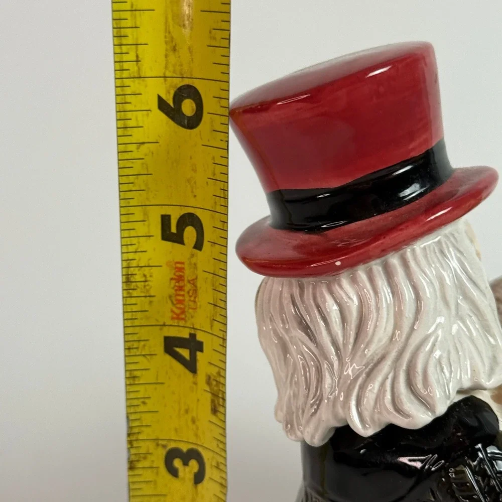 Fitz and Floyd Scrooge Holding Money Bag Candy Jar Lid 1993 Vintage Rare Holiday